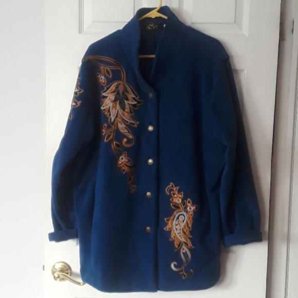 Bob Mackie Jackets & Blazers - Bob Mackie Fleece Embroidered Jacket XL
